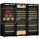 Combination of a 2 single temperature wine cabinet and a 3 temperatures multipurpose wine cabinet - Storage/sliding shelves - Full Glass door ACI-TRT811FM2