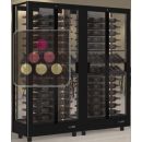 Combination of 2 professional multi-purpose wine display cabinet - 4 glazed sides - Magnetic and interchangeable cover - All black ACI-TMR26002MI-ALLB