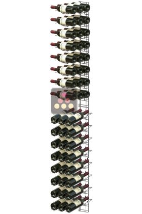 Support mural noir de 48 bouteilles de 75cl - Mixte bouteilles horizontales/inclinées