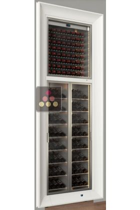 Double-vitrine à vin encastrable multi-températures - Usage pro - Bouteilles inclinées - Cadre incurvé