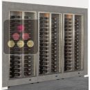 Built-in combination of 3 professional multi-temperature wine display cabinets - Horizontal bottles - Flat frame ACI-PAR3100E