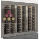 Built-in combination of 3 professional multi-temperature wine display cabinets - Horizontal bottles - Flat frame ACI-PAR37000HE