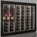 Built-in combination of 3 professional multi-temperature wine display cabinets - Inclined bottles - Flat frame ACI-PAR3100EP