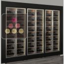 Built-in combination of 3 professional multi-temperature wine display cabinets - Inclined bottles - Flat frame ACI-PAR37000PE