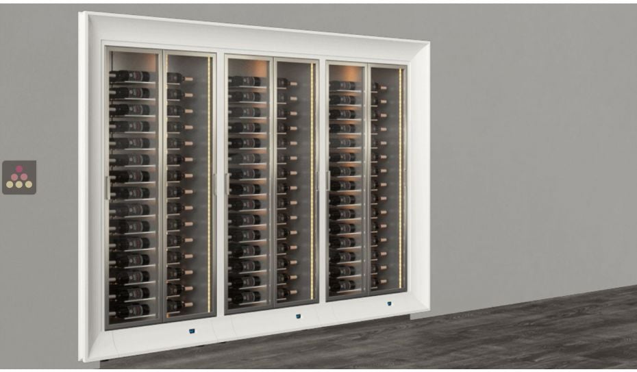 Combiné encastrable de 3 vitrines à vin multi-températures - Usage pro - Bouteilles horizontales - Cadre incurvé
