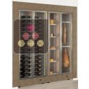 Built-in combination of 2 professional refrigerated display cabinets for wine, cheese and cured meat - Flat frame ACI-PAR27900HE