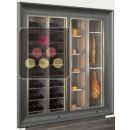 Built-in combination of 2 professional refrigerated display cabinets for wine, cheese and cured meat - Curved frame ACI-PAR27901PE