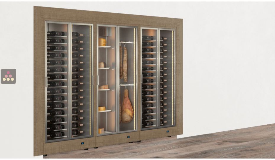 Combiné encastrable de 3 vitrines réfrigérées pour vins, charcuteries et fromages - Usage pro - Cadre droit