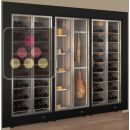 Built-in combination of 3 professional refrigerated display cabinets for wine, cheese and cured meat - Flat frame ACI-PAR3100EFVP