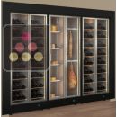 Built-in combination of 3 professional refrigerated display cabinets for wine, cheese and cured meat - Flat frame ACI-PAR37901PE