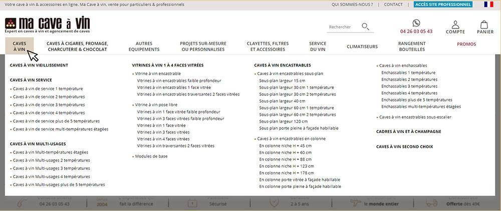 menu de ma cave à vin